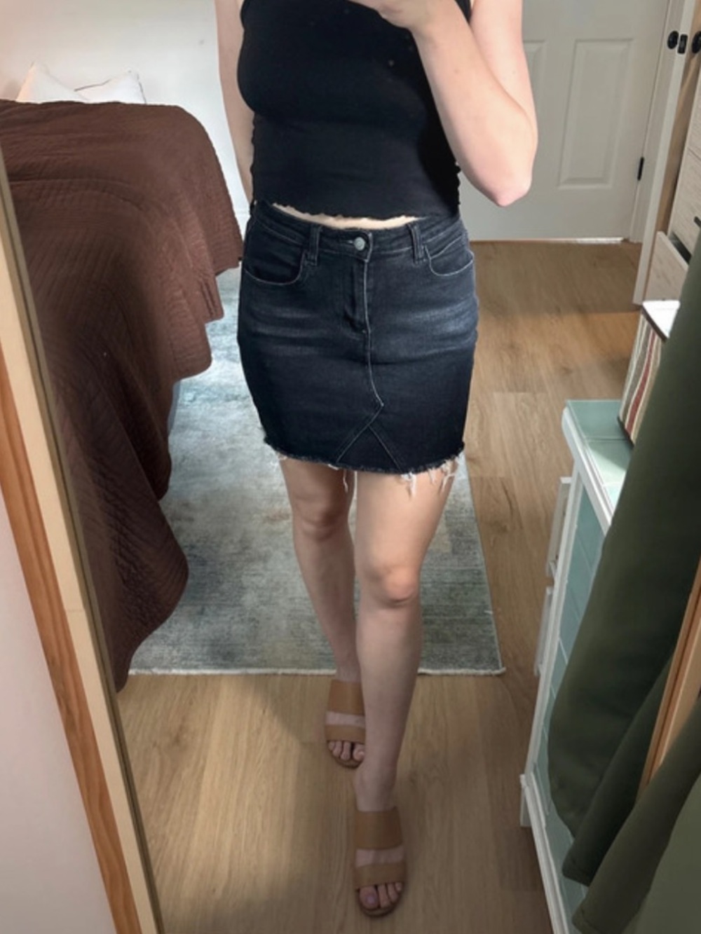 Black Denim Mini Skirt